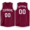Custom Maroon White Classic Tops Athletic Basketball Jersey
