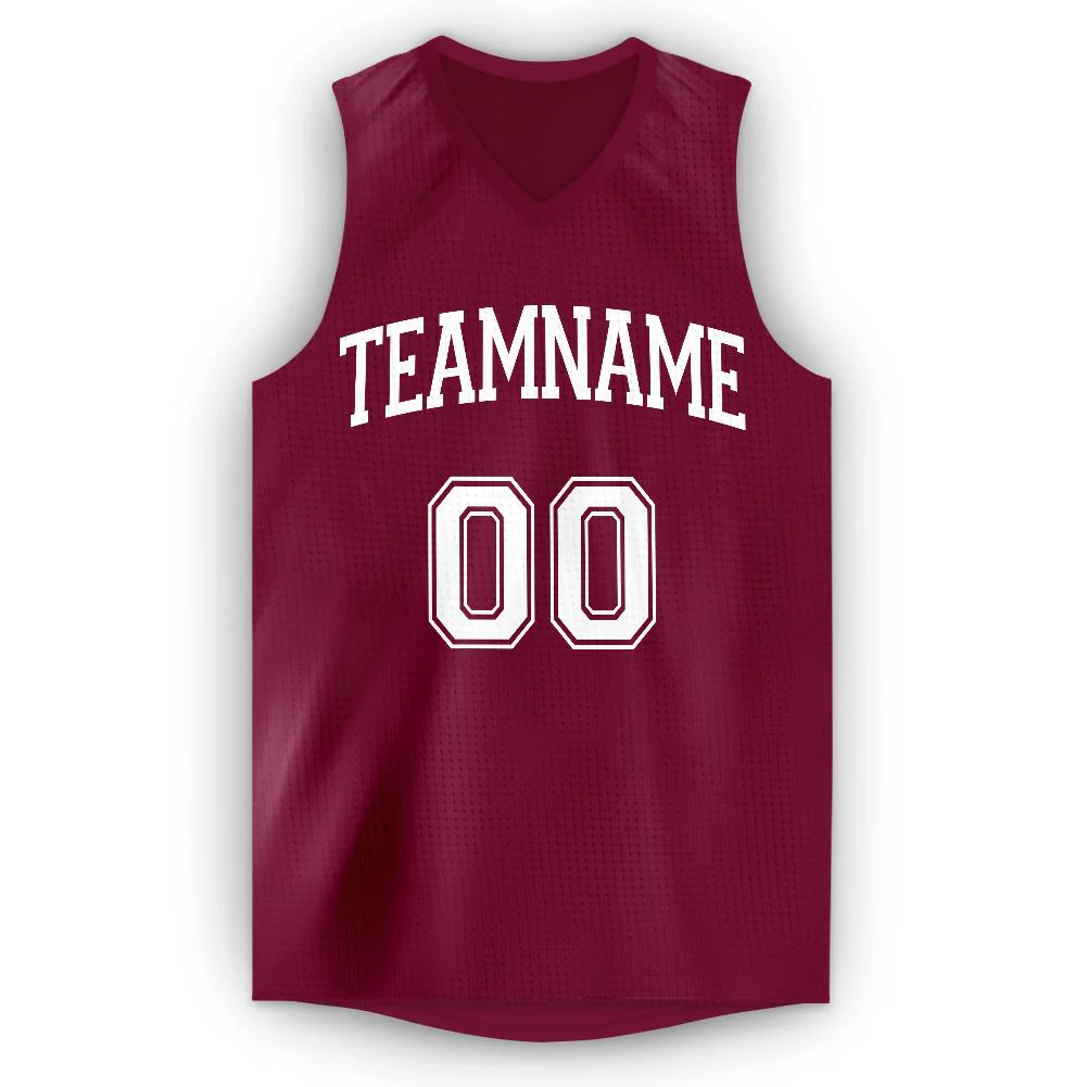 Custom Maroon White Classic Tops Athletic Basketball Jersey - Image 5