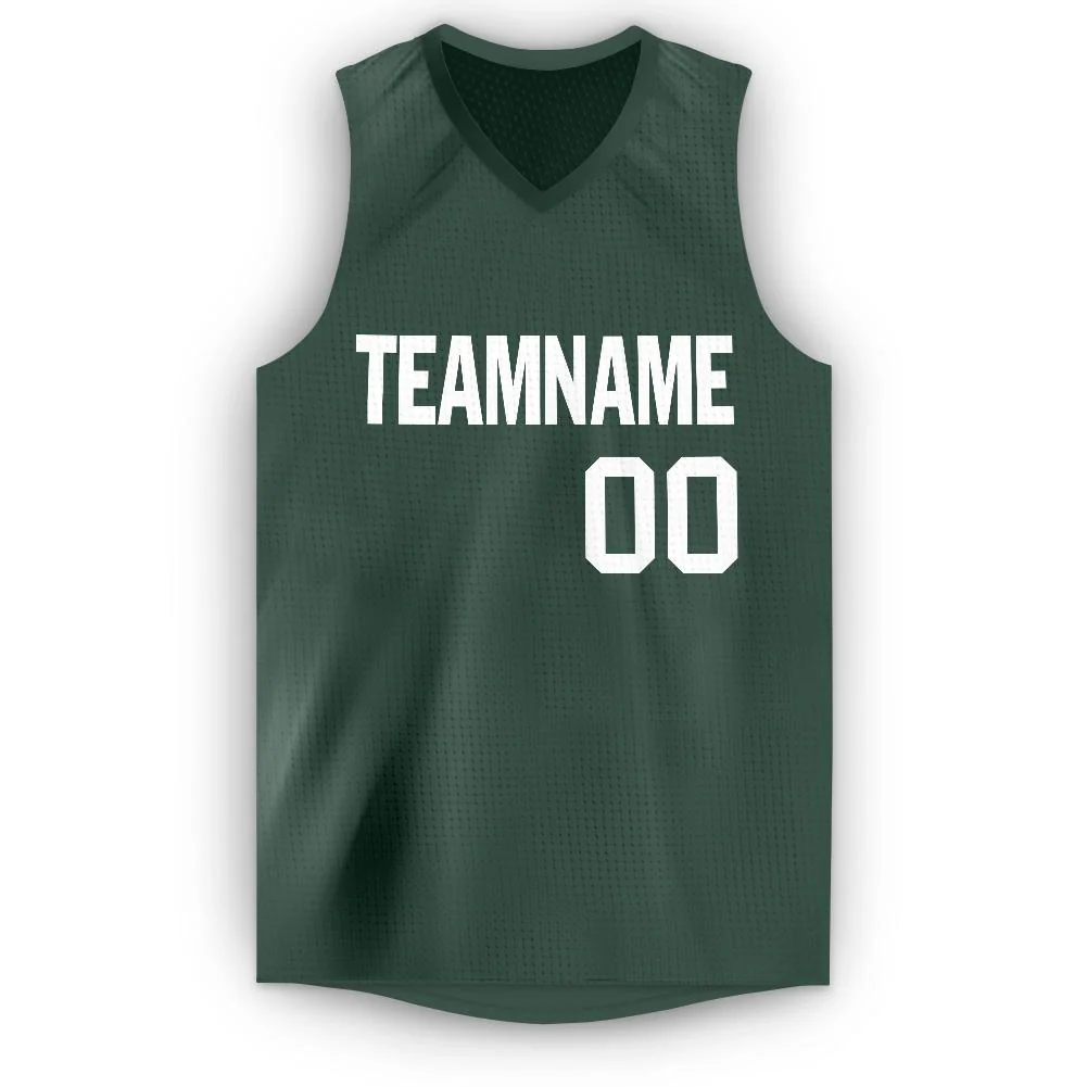 Custom Hunter Green White Classic Tops Breathable Basketball Jersey - Image 5