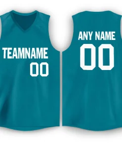 Custom Teal White Classic Tops Mesh Sport Basketball Jersey