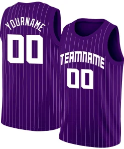 Custom Purple White Stripe Fashion Tops Sport Game Basketball Jersey