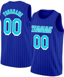 Custom Royal White Stripe Fashion Tops Basketball Jersey