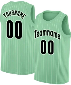 Custom Green Black-White Stripe Fashion Tops Men Casual Basketball Jersey
