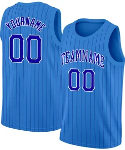 Custom Blue Royal-White Stripe Fashion Tops Sport Game Basketball Jersey