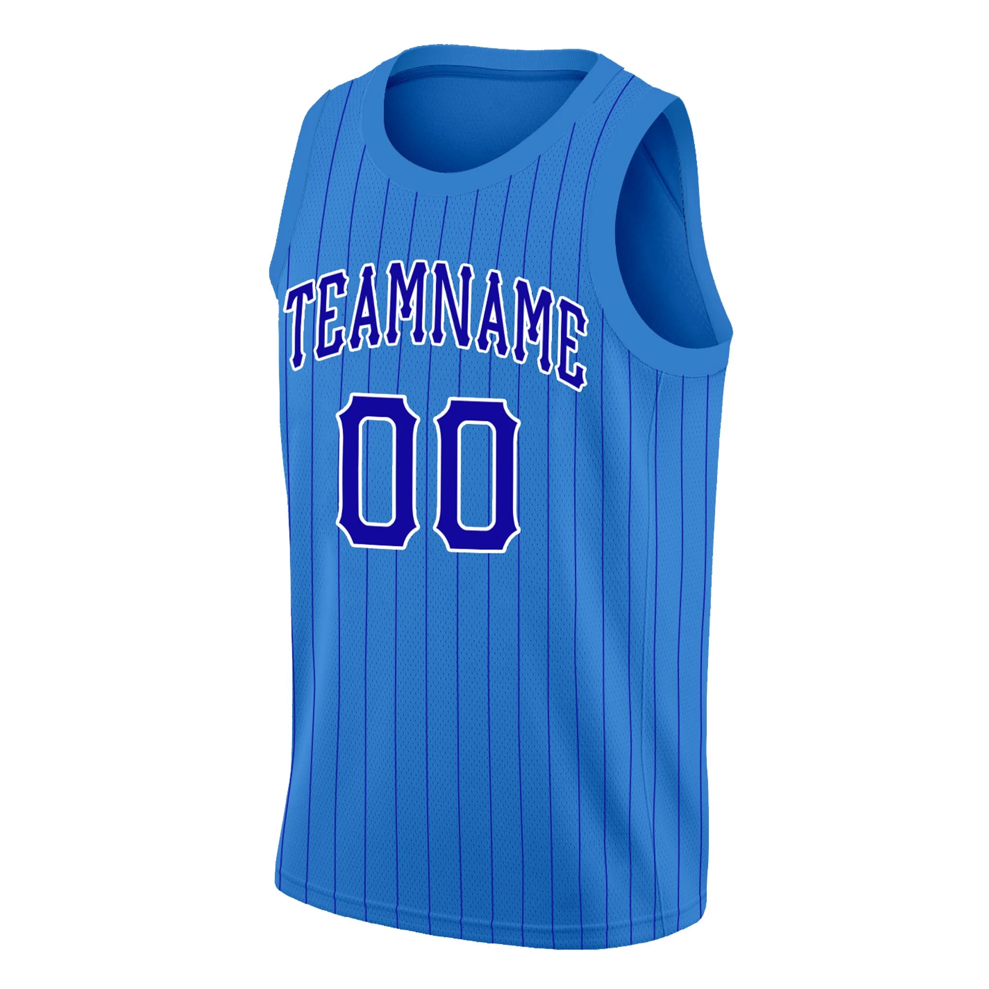 Custom Blue Royal-White Stripe Fashion Tops Sport Game Basketball Jersey - Image 3