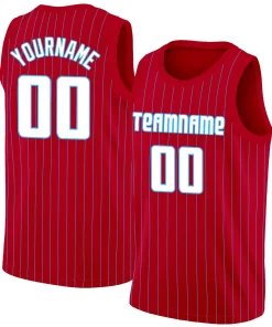 Custom Red White Stripe Fashion Tops Men/Boy Basketball Jersey