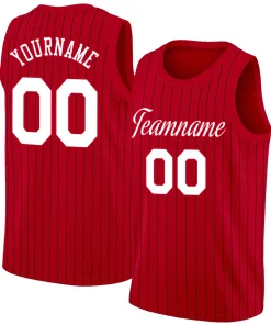 Custom Red White Stripe Fashion Tops Men/Boy Basketball Jersey