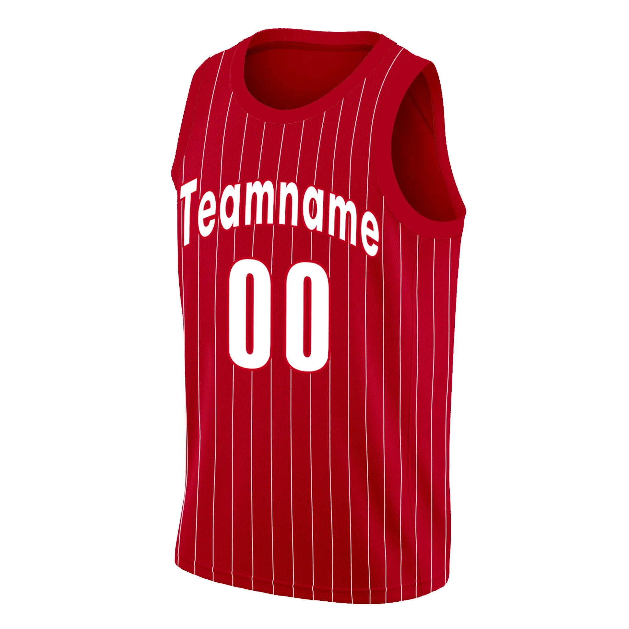 Custom Red White Stripe Fashion Tops Mesh Basketball Jersey - Image 3