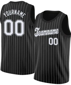 Custom Black White Black Stripe Fashion Tops Breathable Basketball Jersey
