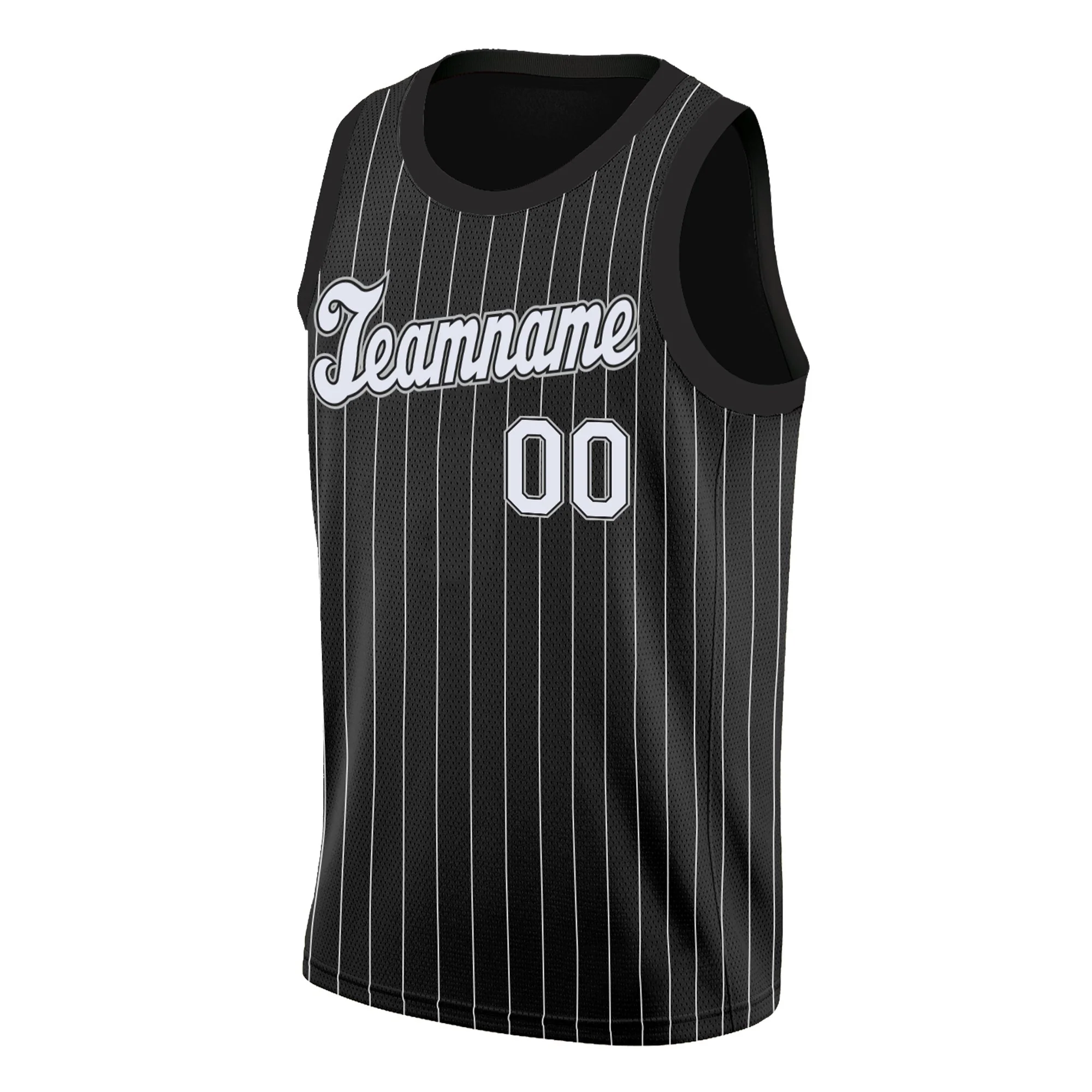 Custom Black White Black Stripe Fashion Tops Breathable Basketball Jersey - Image 3