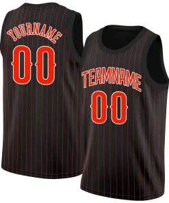 Custom Black Red-White Stripe Fashion Tops Breathable Basketball Jersey