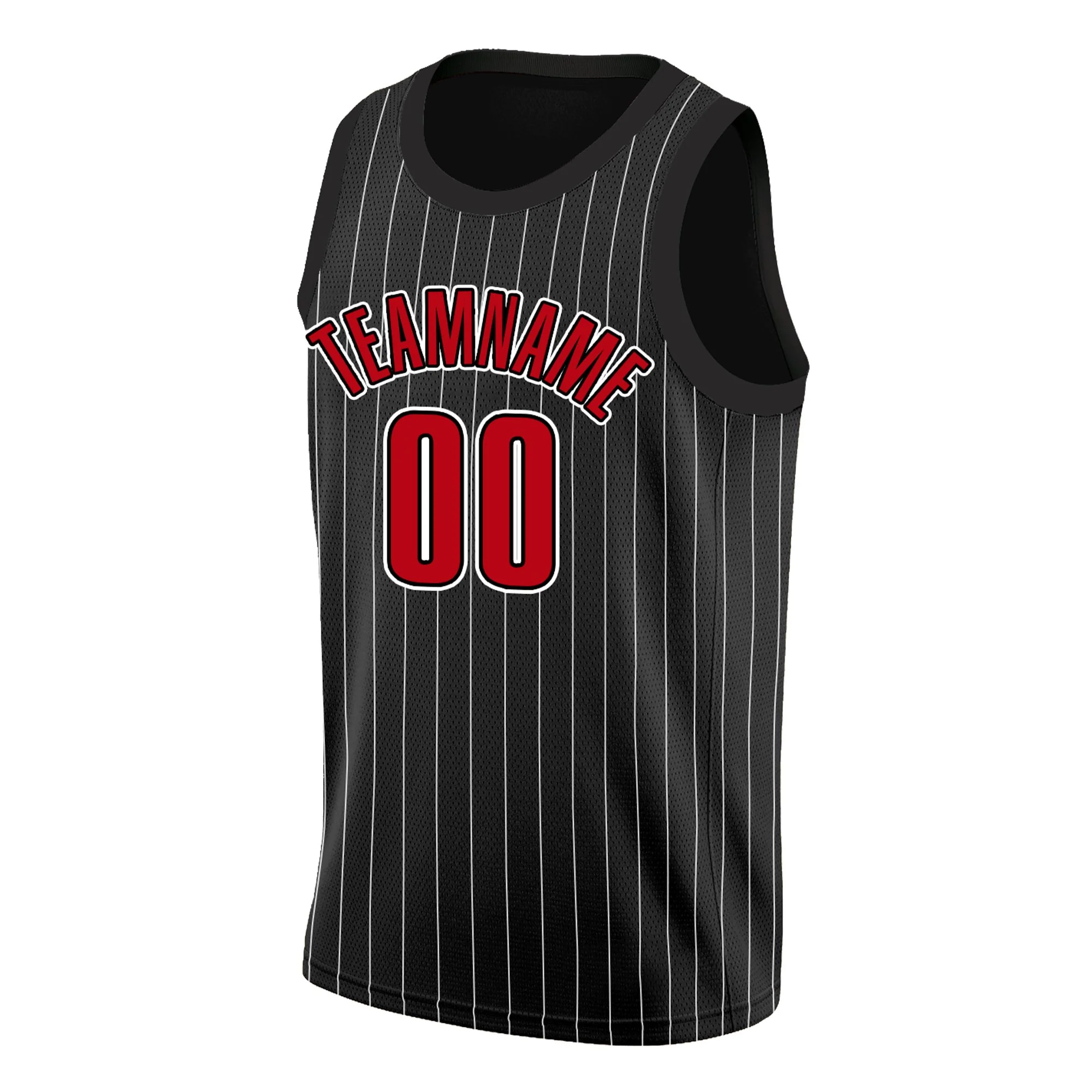 Custom Black Red-White Stripe Fashion Tops Breathable Basketball Jersey - Image 3