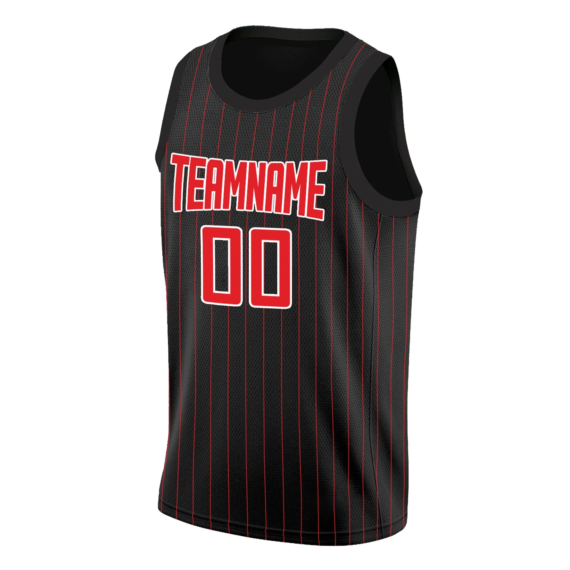 Custom Black Red-White Stripe Fashion Tops Breathable Basketball Jersey - Image 3