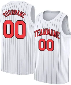 Custom White Red Black Stripe Fashion Tops Fashion Sportwear Basketball Jersey