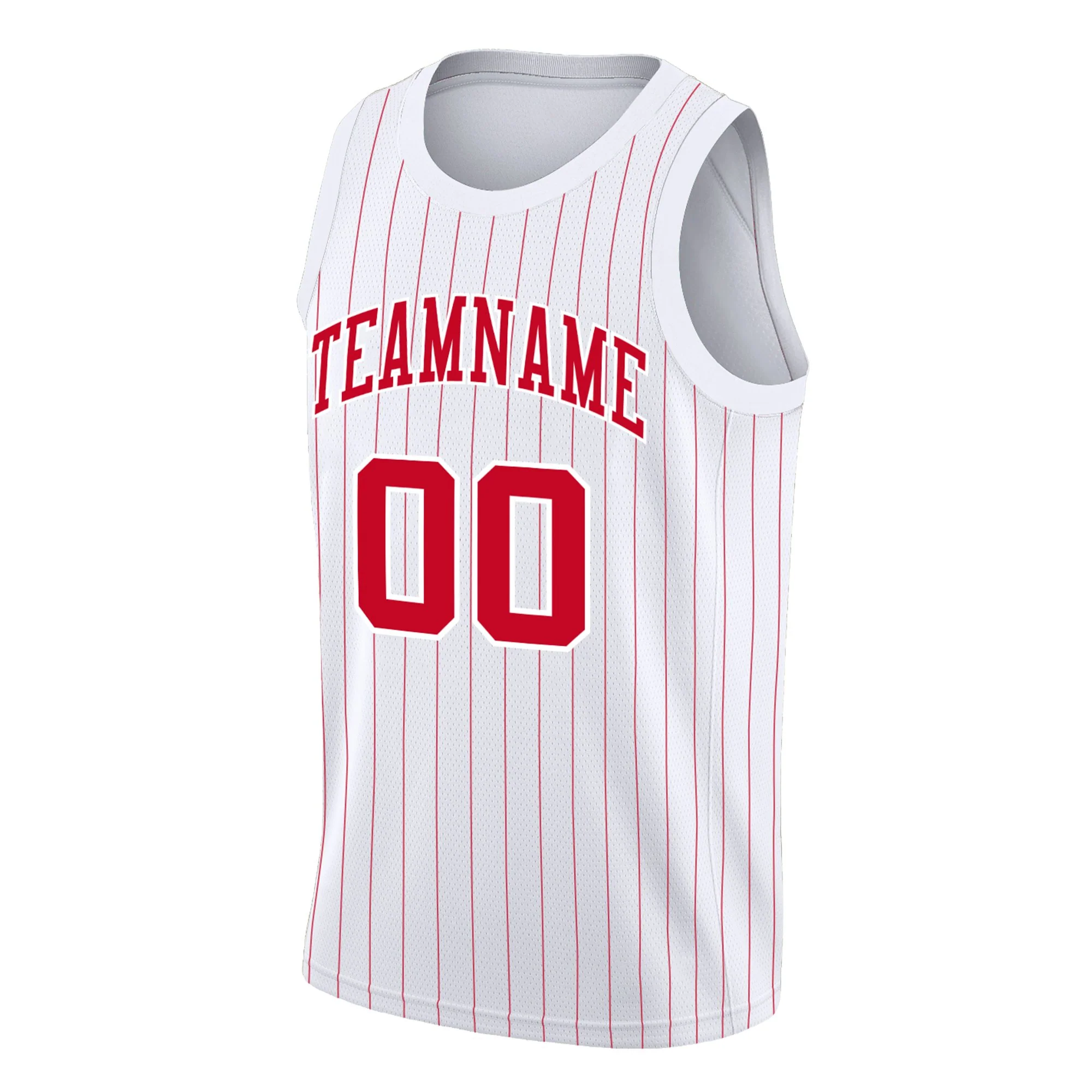 Custom White Red Stripe Fashion Tops Athletic Basketball Jersey - Image 3
