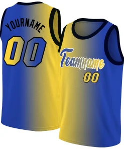 Custom Yellow Royal-White Gradient Fashion Tops Basketball Jersey