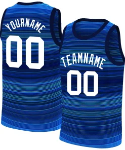 Custom Navy White Gradient Fashion Tops Basketball Jersey