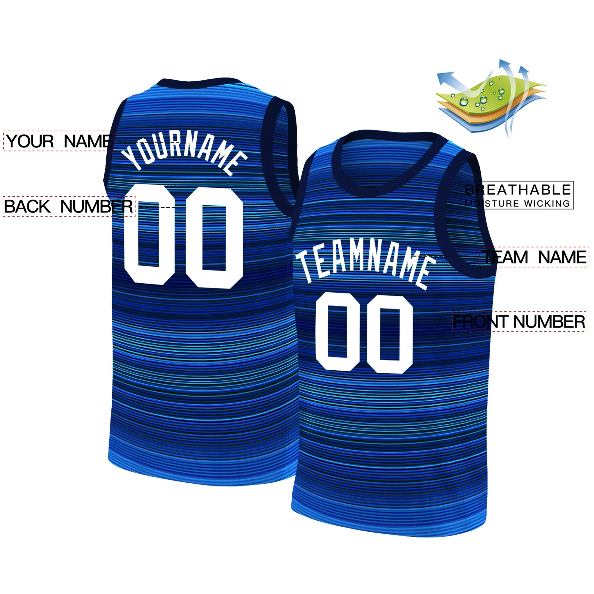 Custom Navy White Gradient Fashion Tops Basketball Jersey - Image 2