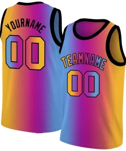 Custom Yellow Blue-Purple Gradient Fashion Tops Basketball Jersey