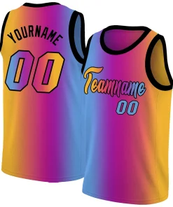 Custom Yellow Purple-Blue Gradient Fashion Tops Basketball Jersey