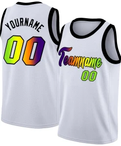 Custom White Black-Green Gradient Fashion Tops Basketball Jersey