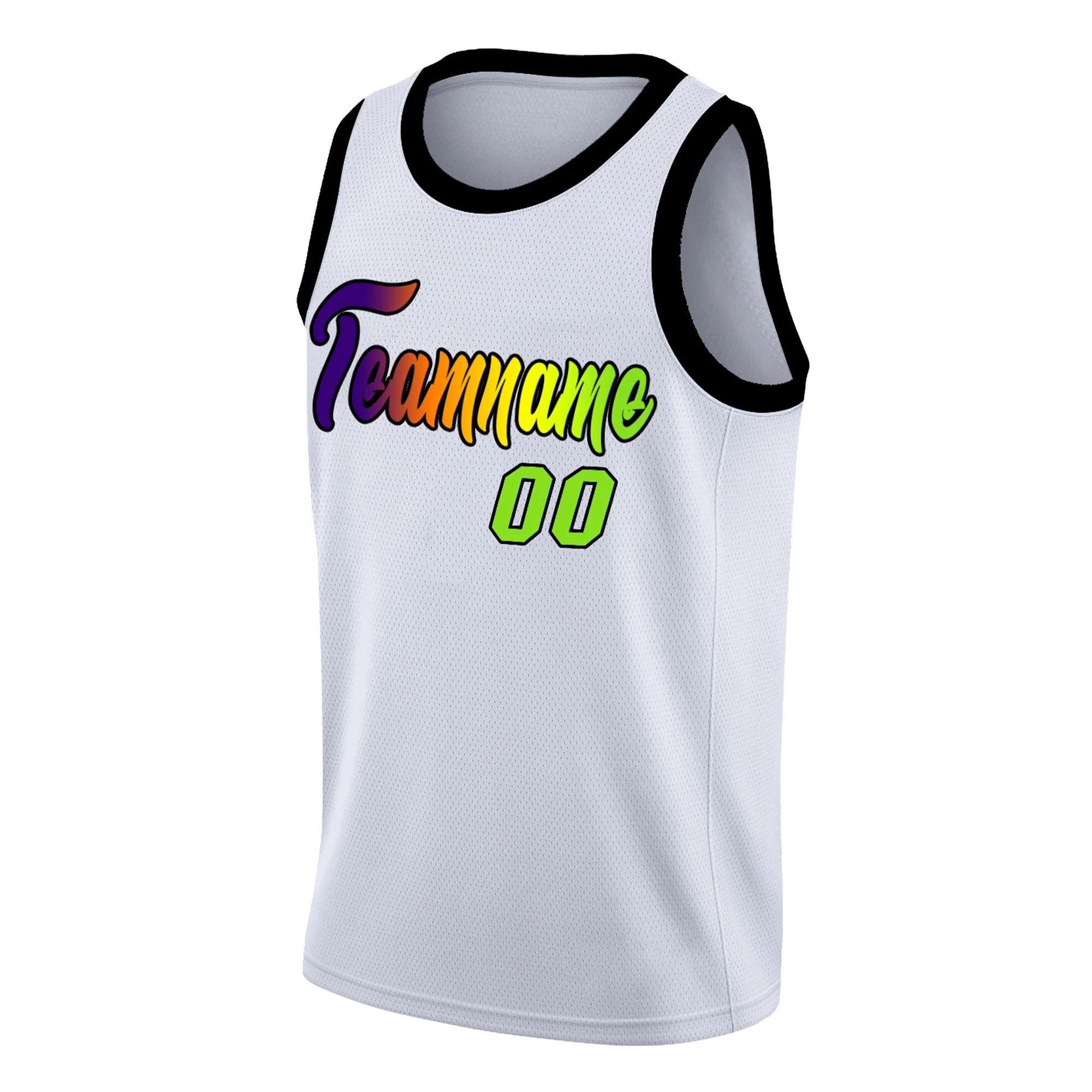 Custom White Black-Green Gradient Fashion Tops Basketball Jersey - Image 3