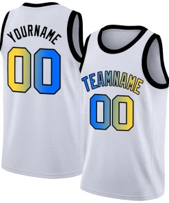 Custom White Yellow-Black Gradient Fashion Tops Basketball Jersey