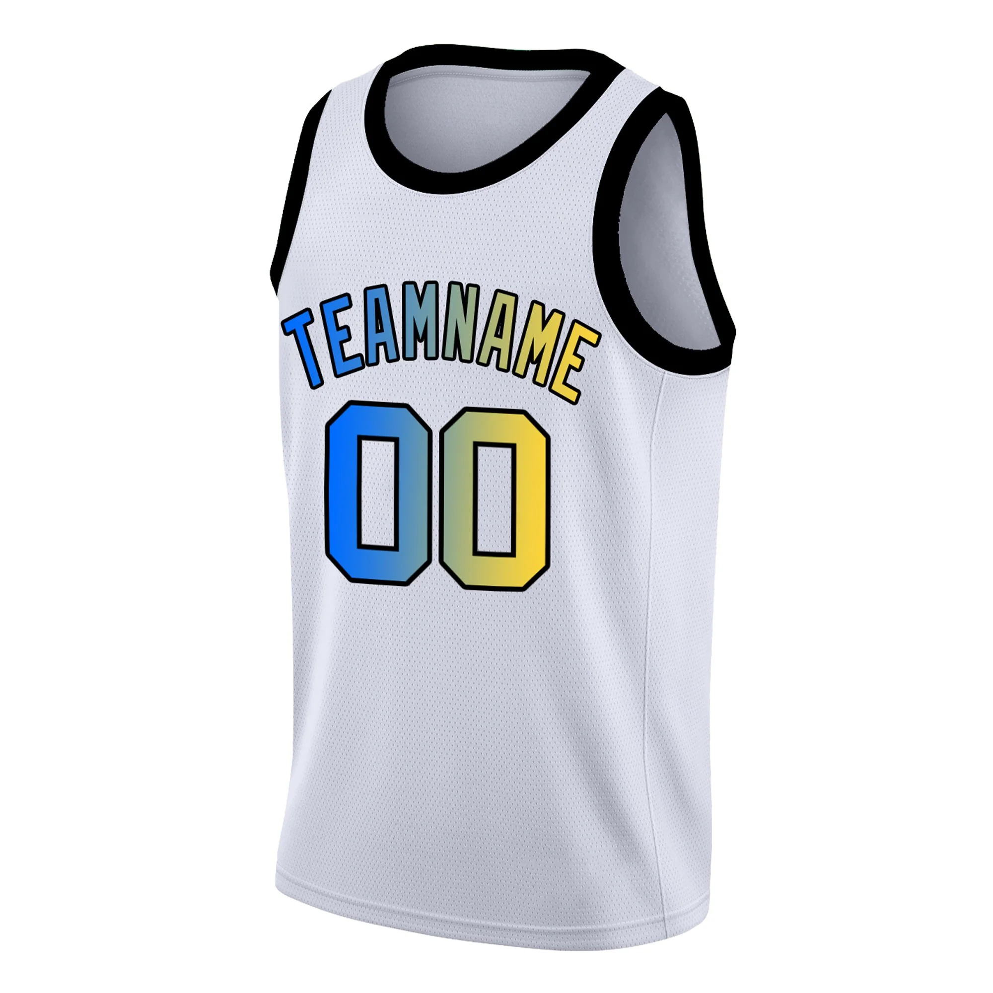 Custom White Yellow-Black Gradient Fashion Tops Basketball Jersey - Image 3