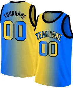 Custom Yellow Blue Black Gradient Fashion Tops Basketball Jersey