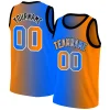 Custom Blue Orange-Black Gradient Fashion Tops Basketball Jersey