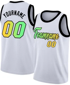 Custom White Yelow-Black Gradient Fashion Tops Basketball Jersey