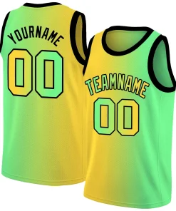 Custom Yellow Neon Green Gradient Fashion Tops Basketball Jersey