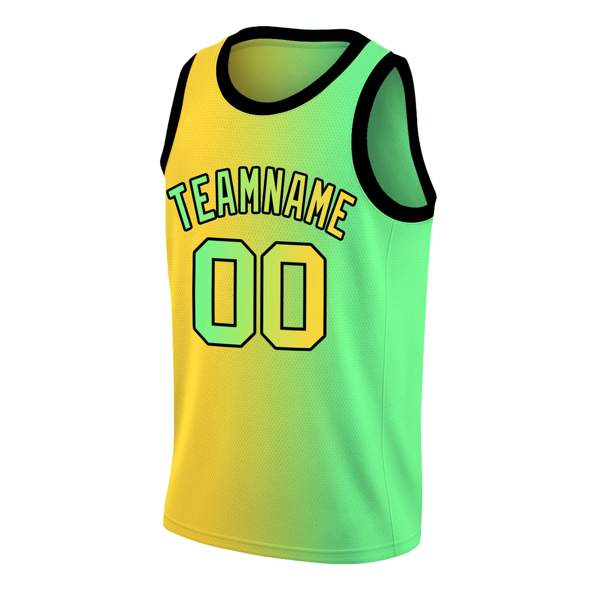 Custom Yellow Neon Green Gradient Fashion Tops Basketball Jersey - Image 3