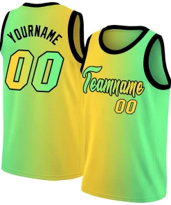 Custom Yellow Neon Green Gradient Fashion Tops Basketball Jersey