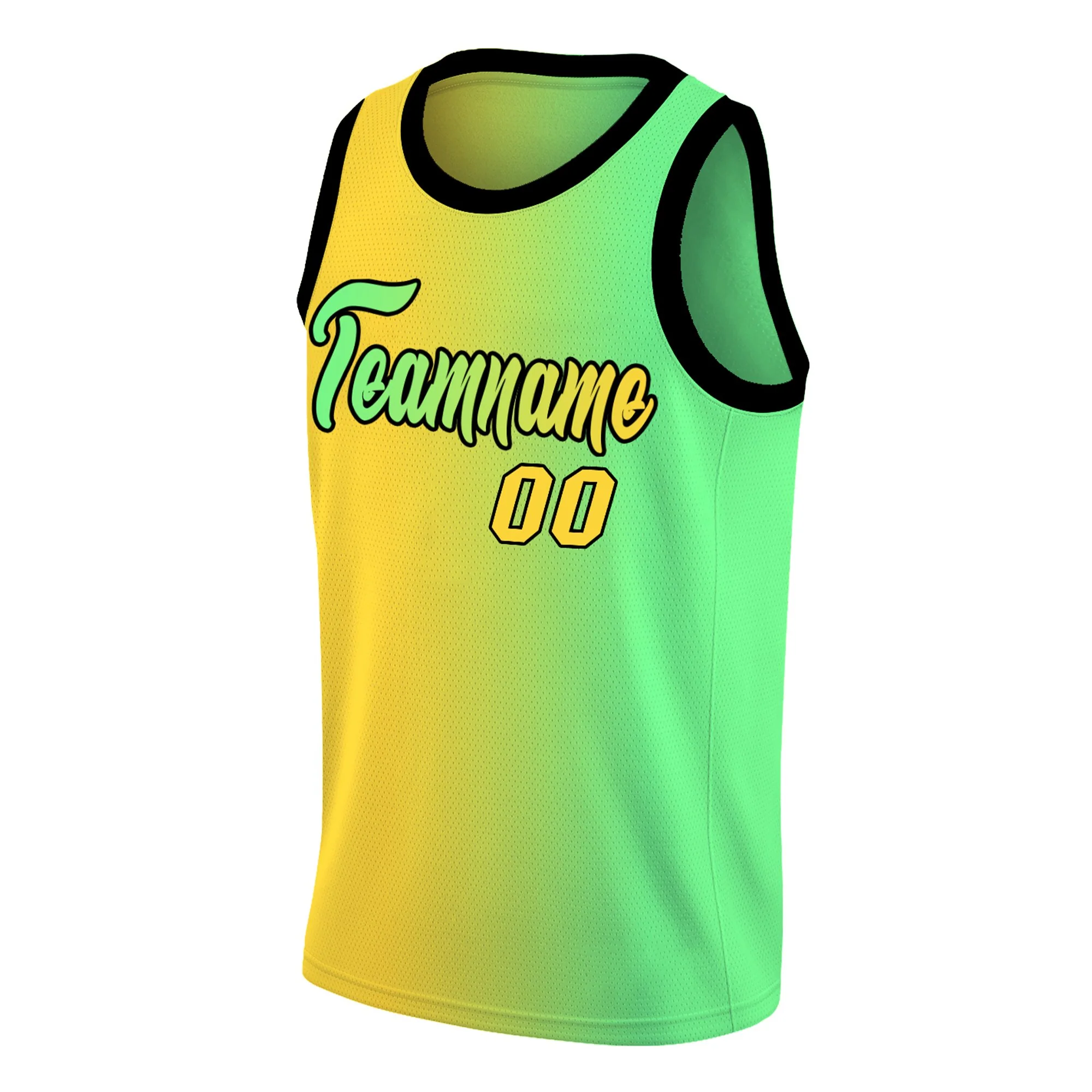 Custom Yellow Neon Green Gradient Fashion Tops Basketball Jersey - Image 3