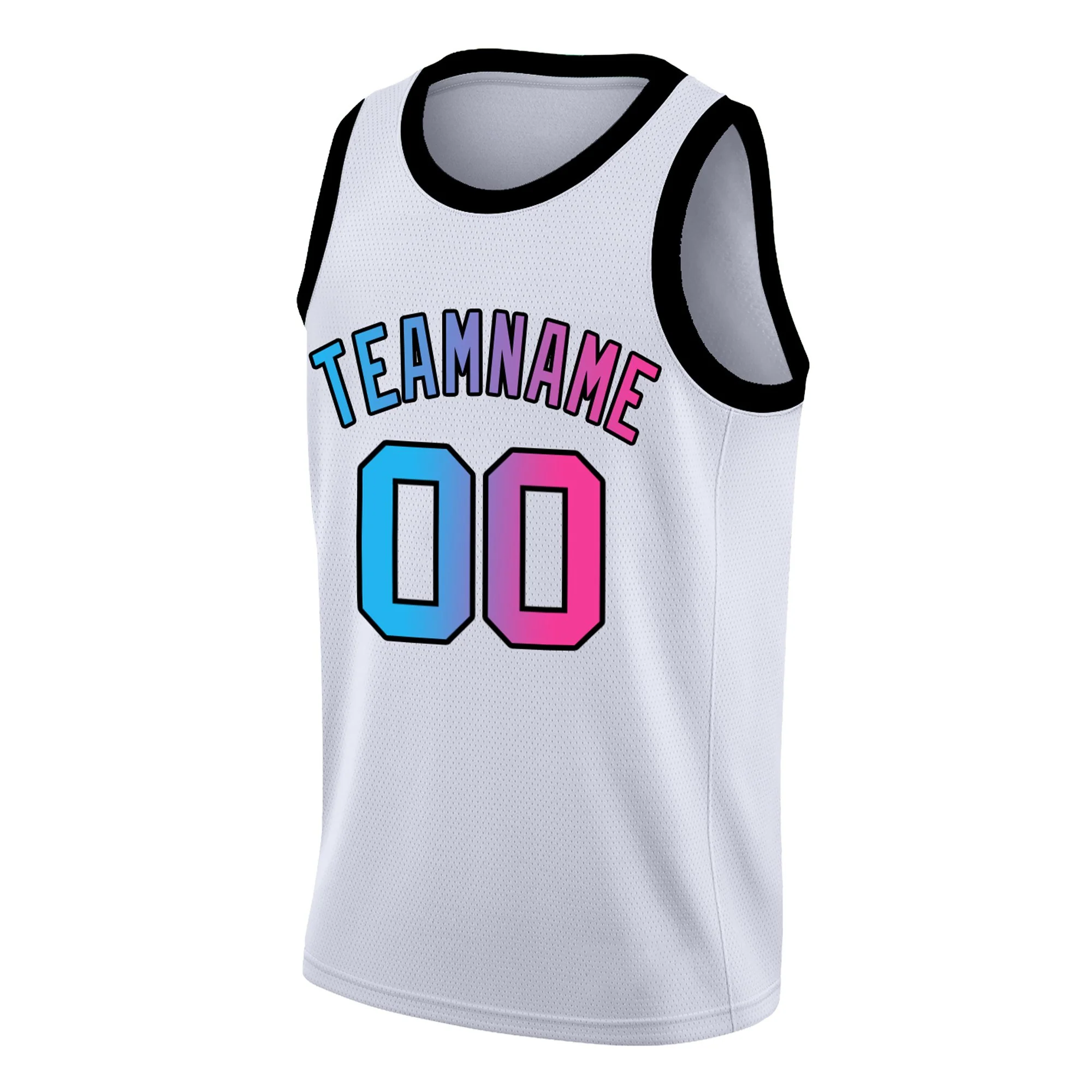 Custom White Pink-Black Gradient Fashion Tops Basketball Jersey - Image 3