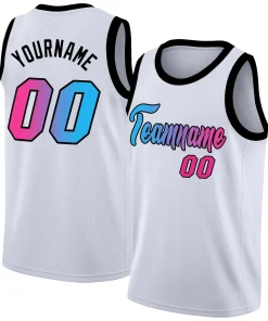 Custom White Pink Gradient Fashion Tops Basketball Jersey