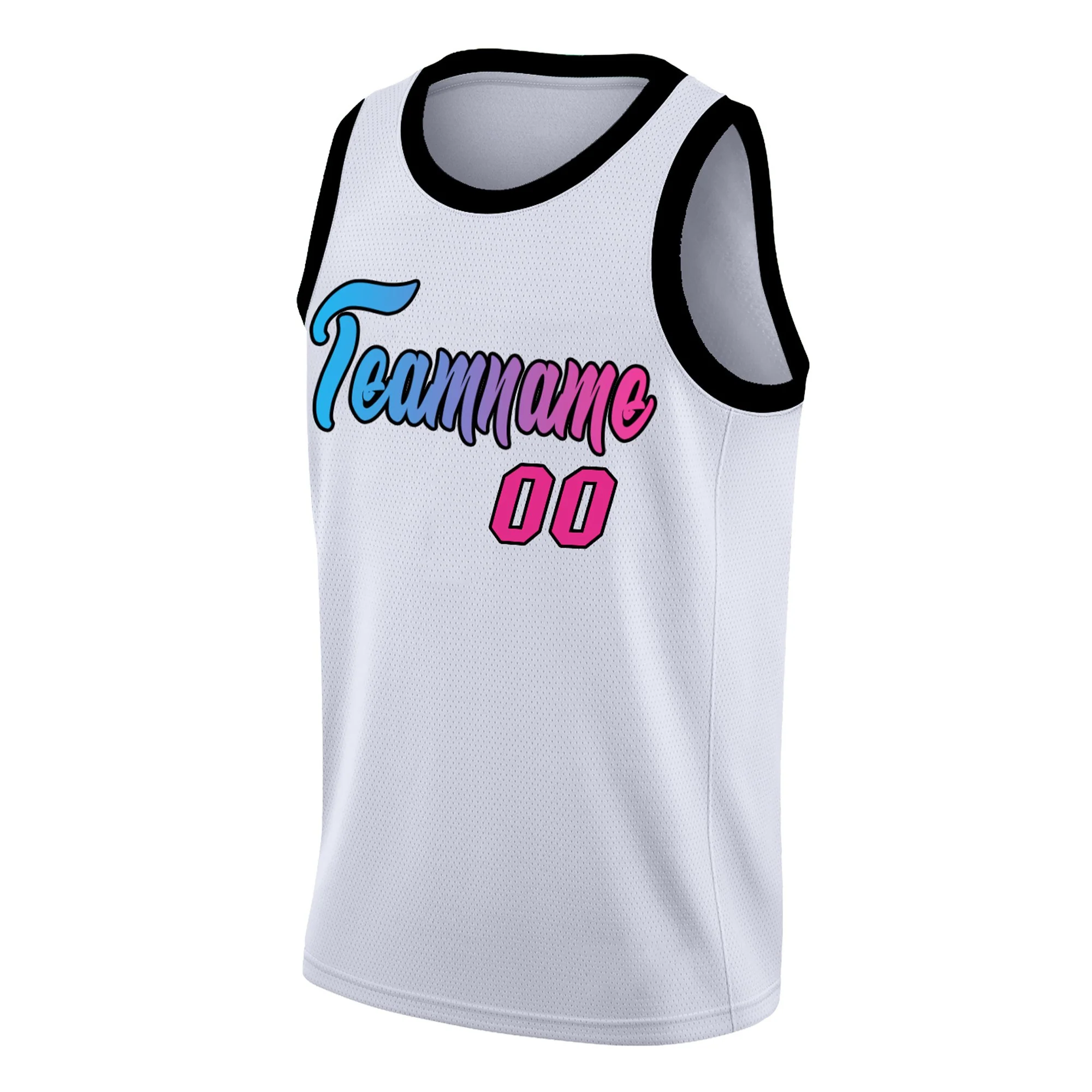 Custom White Pink Gradient Fashion Tops Basketball Jersey - Image 3