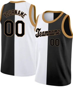 Custom Black White-Brown Split Fashion Tops Basketball Jersey