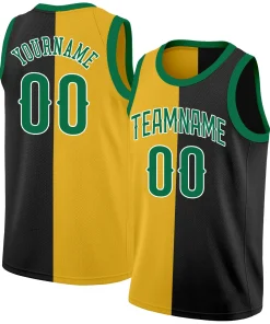 Custom Black Yellow-Green Split Fashion Tops Basketball Jersey