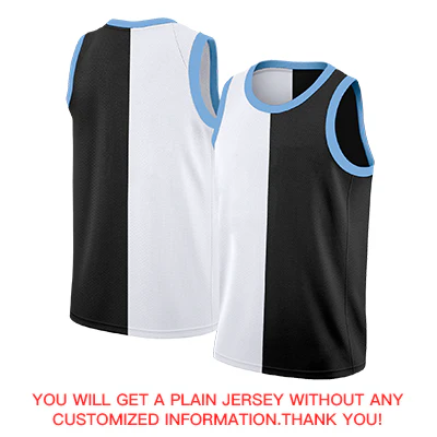 Custom Black White-Blue Split Fashion Tops Basketball Jersey - Image 4