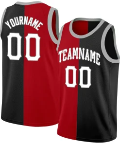 Custom Red Black-White Split Fashion Tops Basketball Jersey