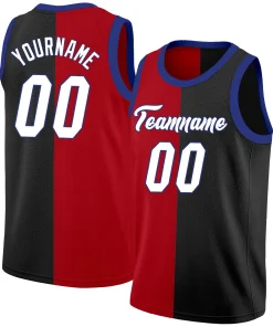Custom Red Black-White Split Fashion Tops Basketball Jersey
