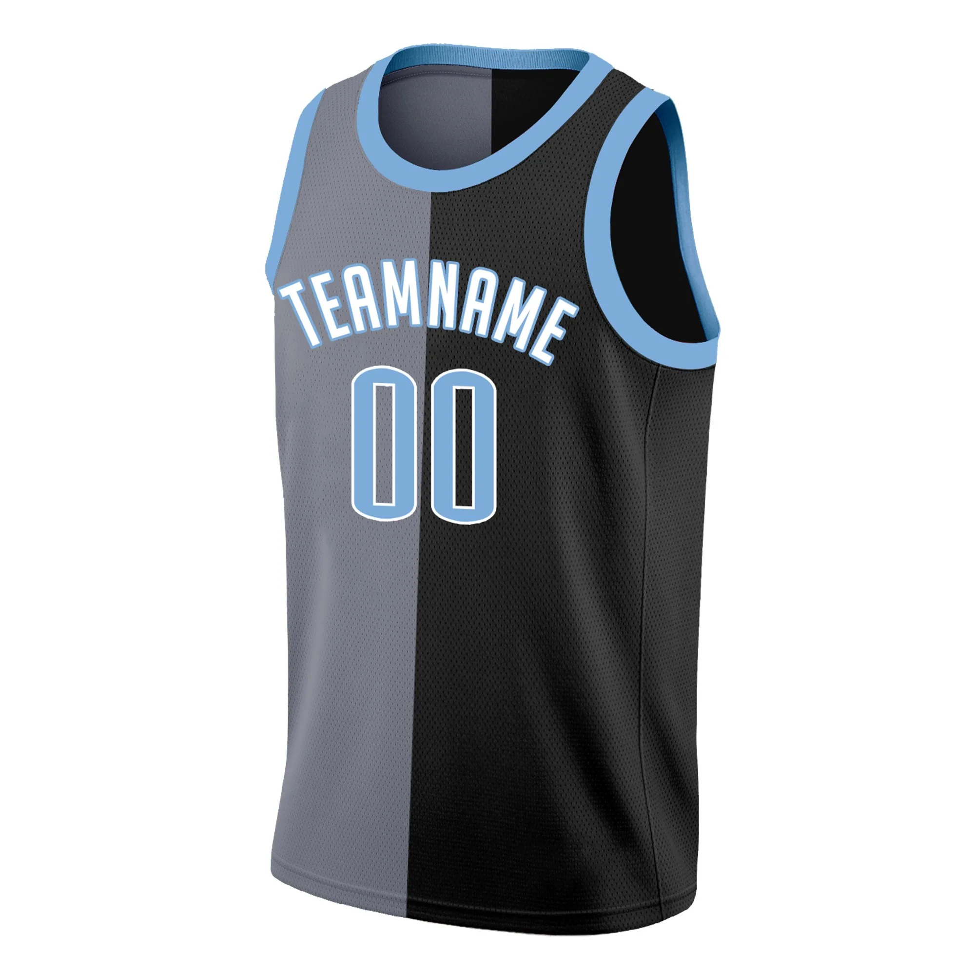 Custom Black White Split Fashion Tops Basketball Jersey - Image 3
