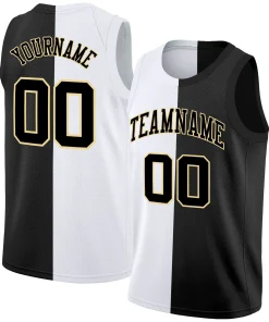 Custom Black White-Yellow Split Fashion Tops Basketball Jersey
