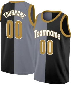 Custom Black Yellow-White Split Fashion Tops Basketball Jersey