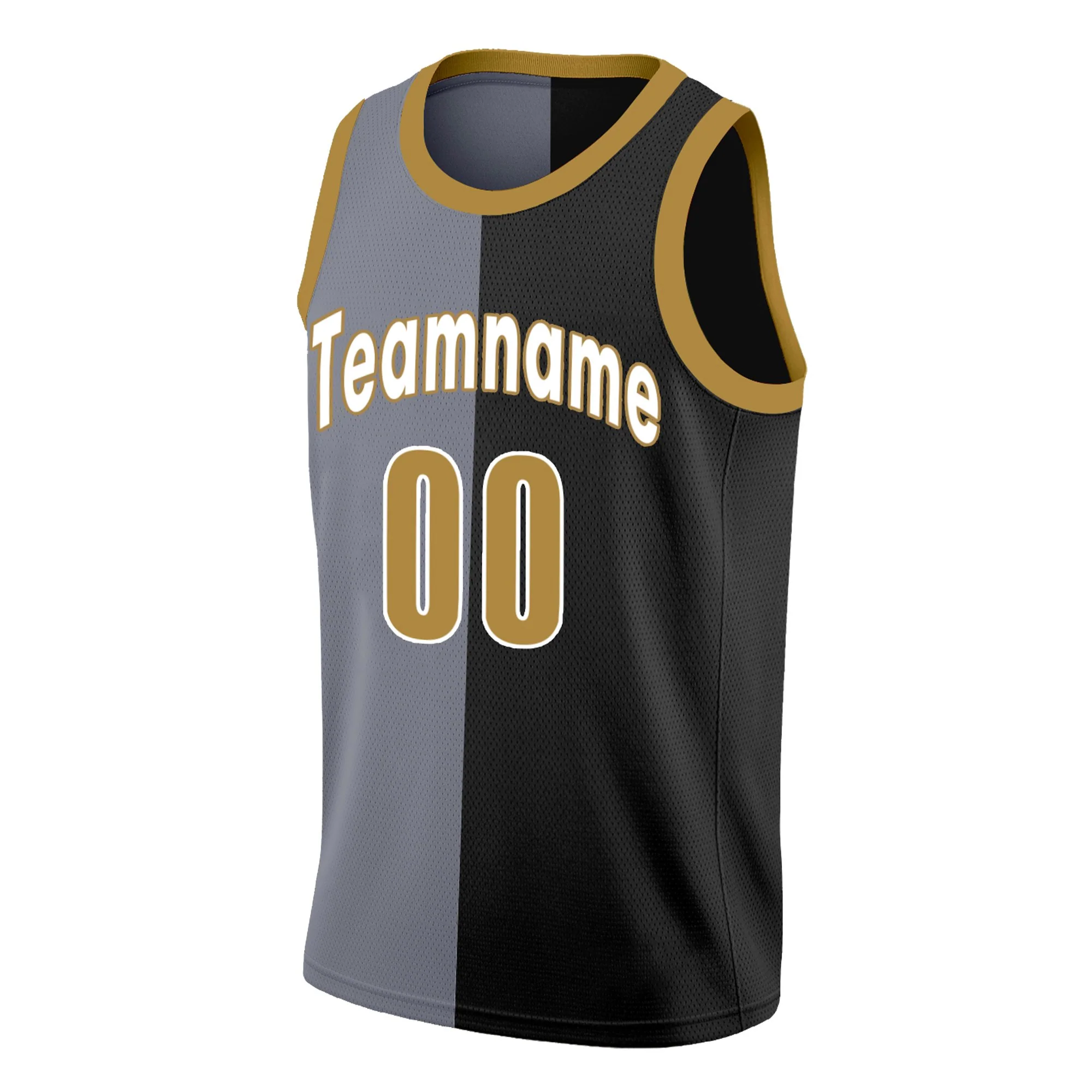 Custom Black Yellow-White Split Fashion Tops Basketball Jersey - Image 3