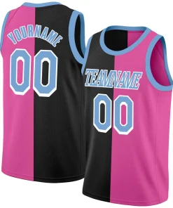 Custom Pink Blac-Blue Split Fashion Tops Basketball Jersey