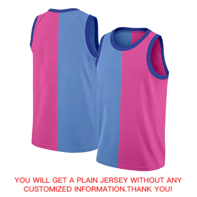 Custom Pink Blue Split Fashion Tops Basketball Jersey - Image 4