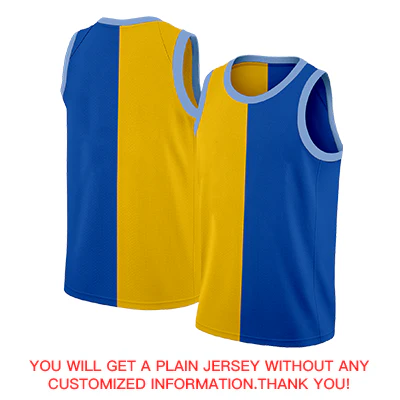 Custom Yellow Blue-White Split Fashion Tops Basketball Jersey - Image 4